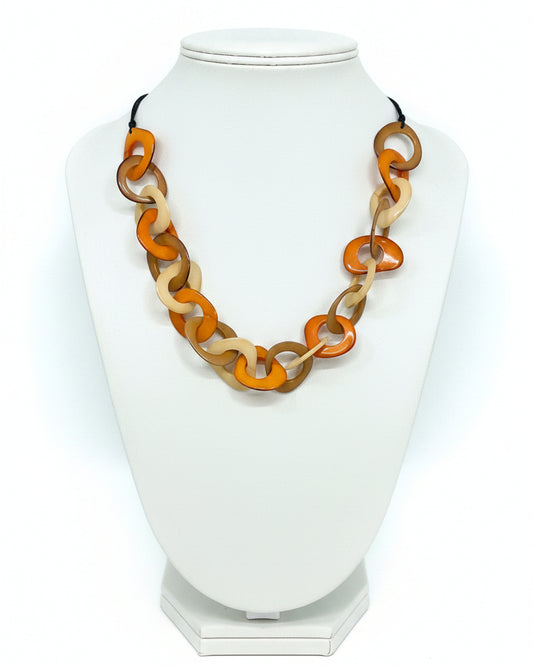 Orange Brown Ivory Tagua Necklace Autumn Spring Necklace