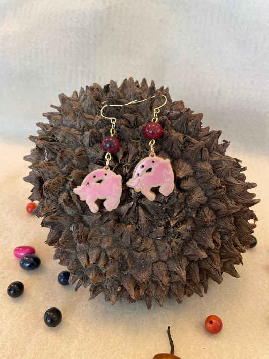 Blush Pink Horseshoe Tagua Nut Earrings | Sustainable Derby Jewelry