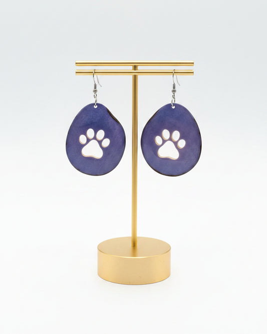 Purple Paw Carved Tagua Nut Earrings summer winter