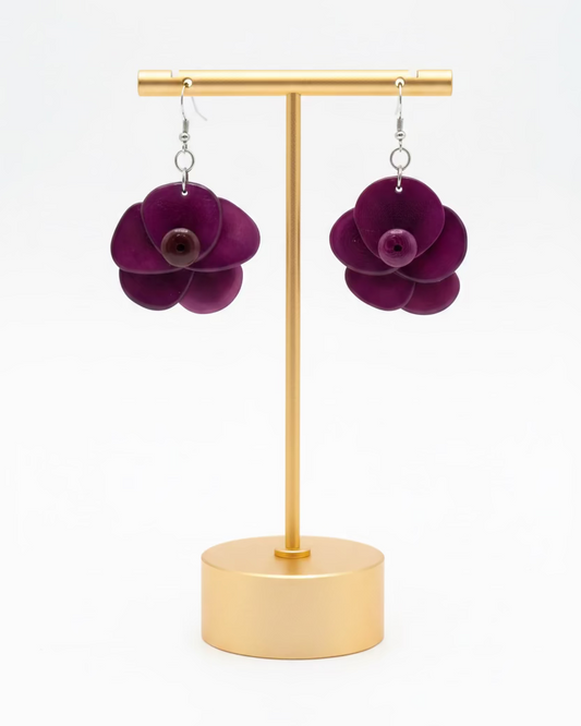 Purple Rose Tagua Nut Earrings winter