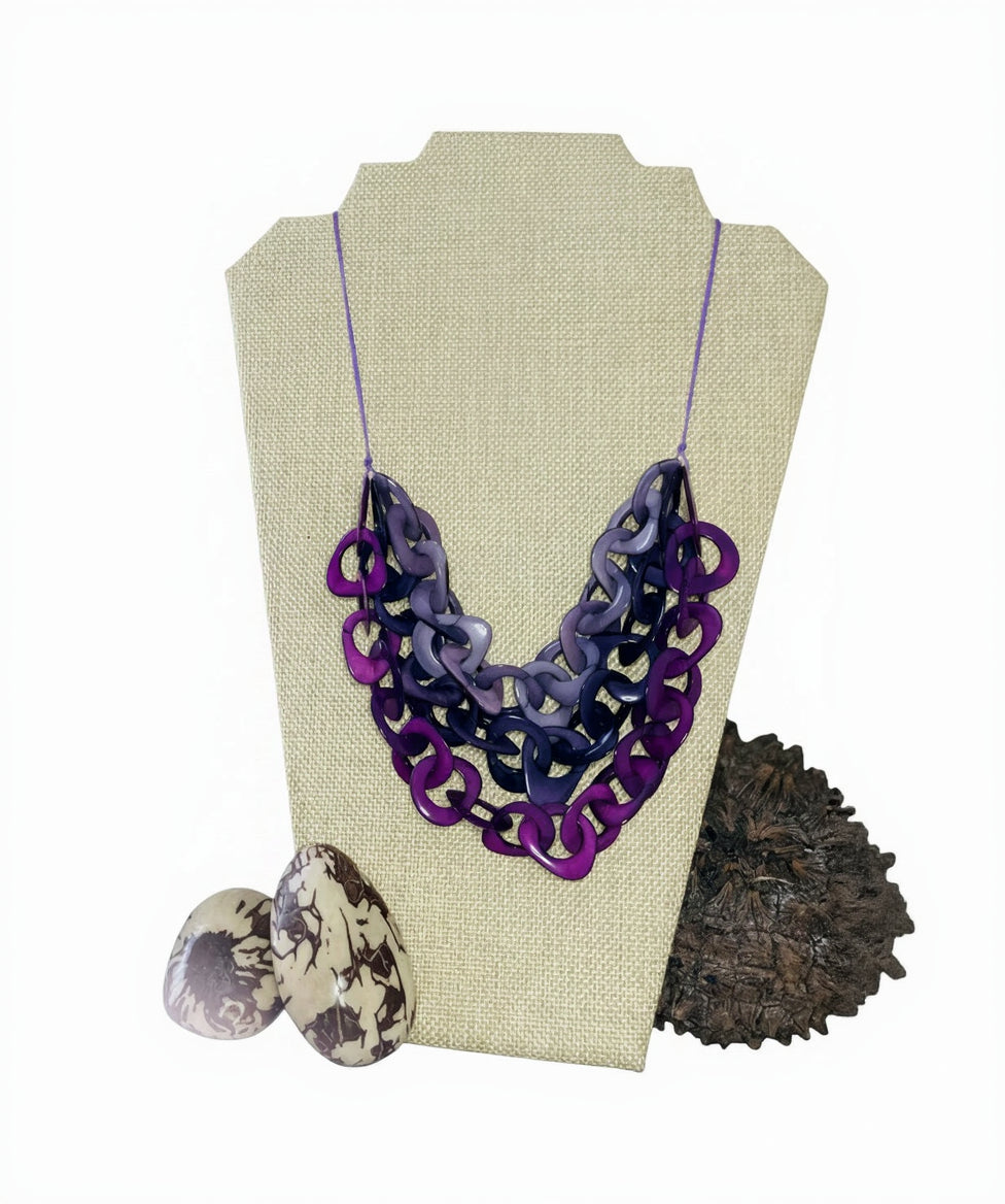 Purple Triple Layer Tagua Nut Necklace winter