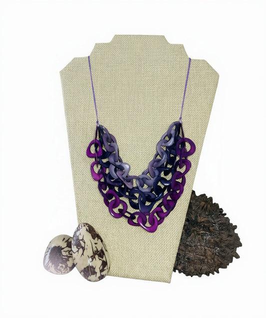 Purple Triple Layer Tagua Nut Necklace winter