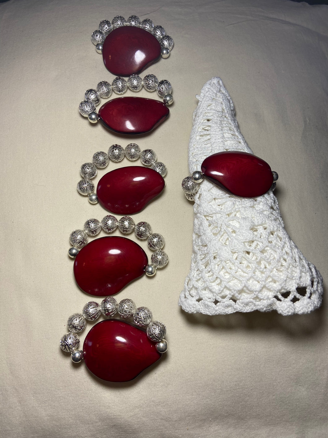Red Tagua Nut Napkin Holders