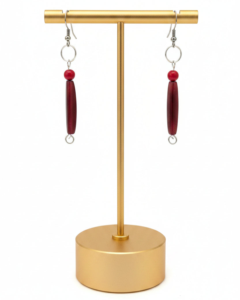 Red Tagua Nut Earrings