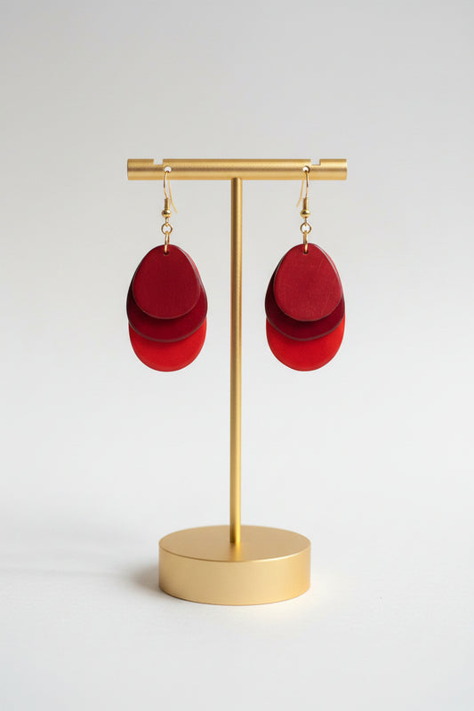 Red Handmade Tagua Nut Earrings | Sustainable Ecuadorian Jewelry