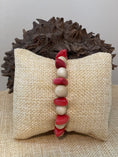 Load image into Gallery viewer, Red and Ivory Tagua Nut Stackable Bracelet autumn spring
