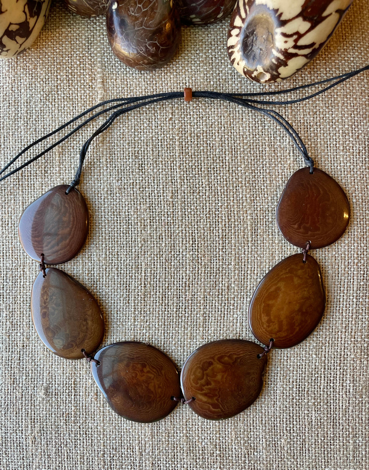 Dark Brown Tagua Nut Adjustable Necklace