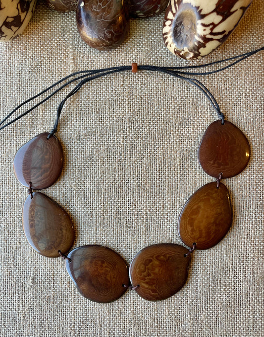 Dark Brown Tagua Nut Adjustable Necklace