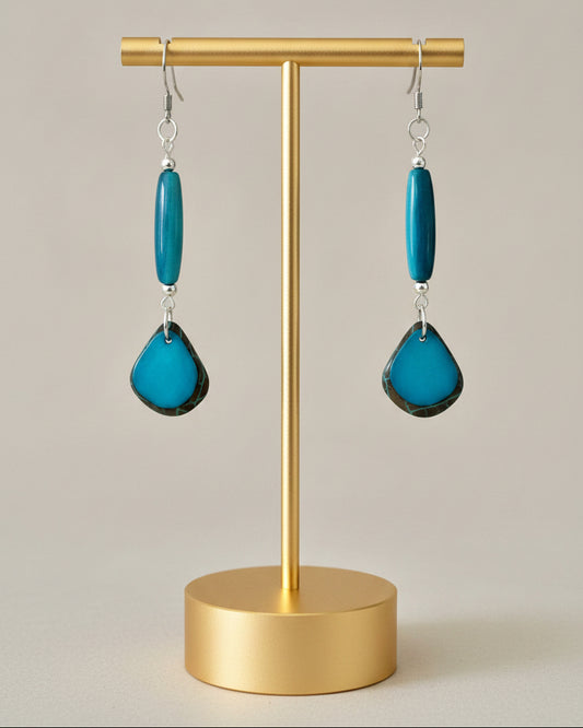 Turquoise Tagua Nut Summer Earrings