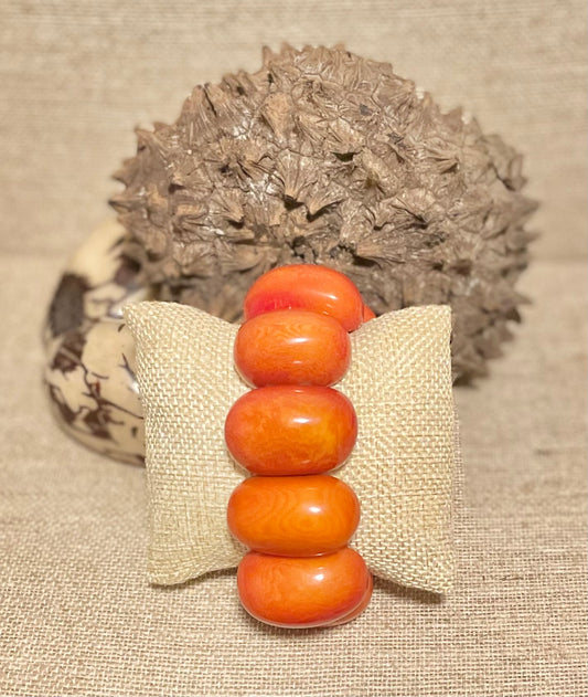 Vibrant Orange Chunky Tagua Nut Bracelet | Handmade Eco-Jewelry Autumn 