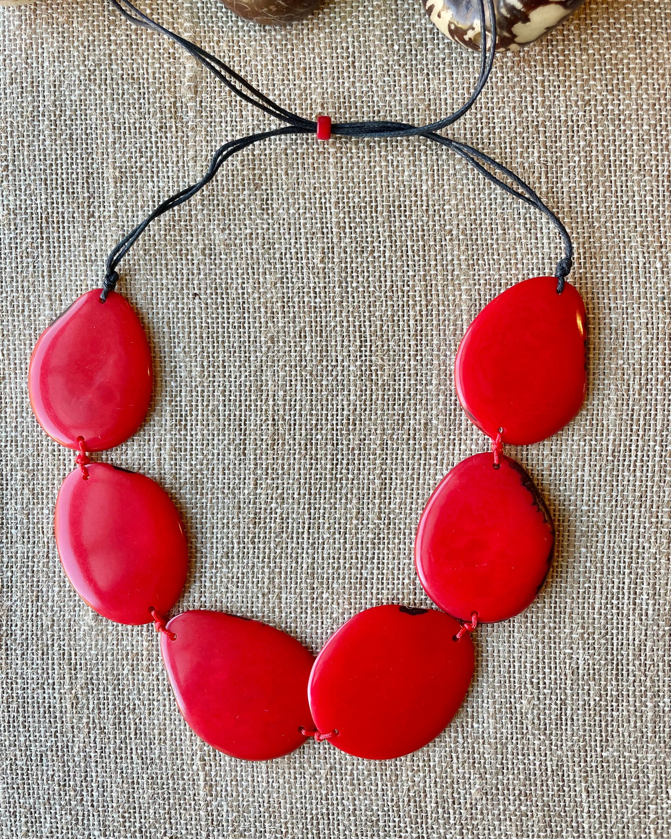 Red Tagua Nut Adjustable Necklace