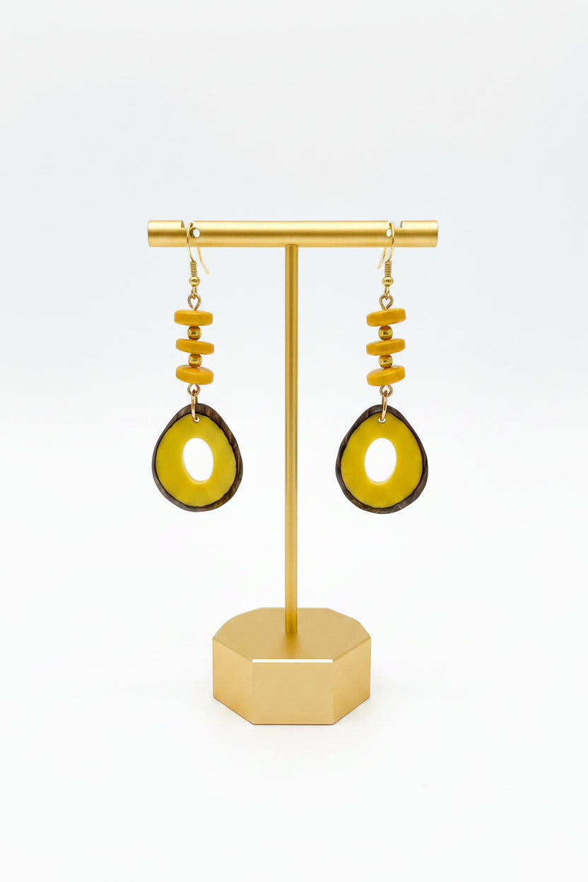 Yellow Tagua Nut Earrings