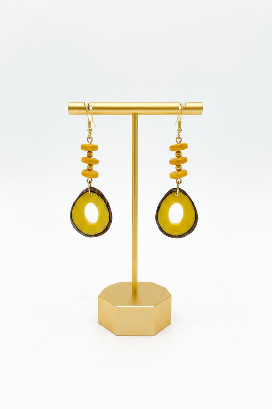 Yellow Tagua Nut Earrings