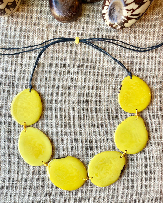 Yellow Tagua Nut handmade Adjustable Necklace