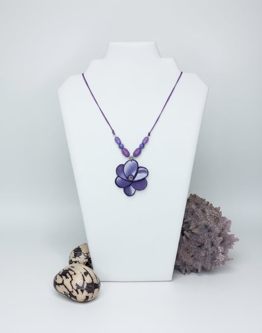 purple tagua nut rose necklace winter