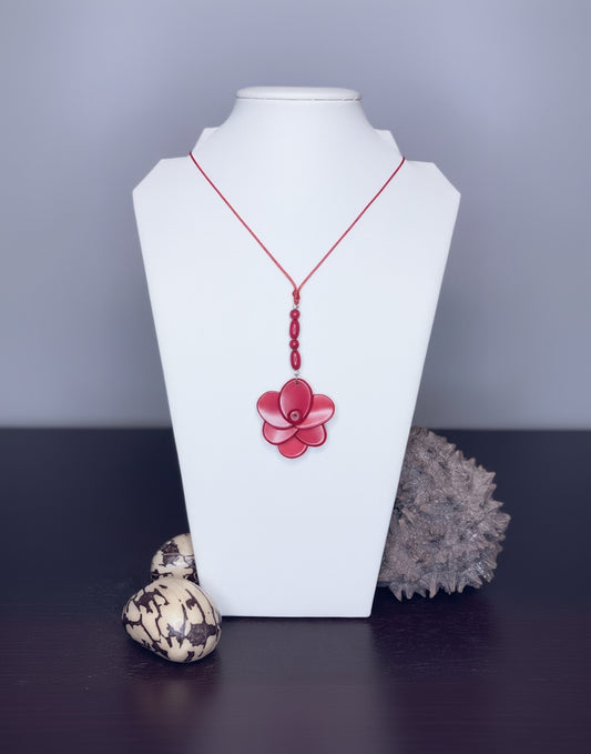 red tagua nut rose necklace autumn spring